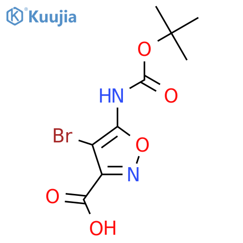 4-bromo-5-{(tert-butoxy)carbonylamino}-1,2-oxazole-3-carboxylic acid structure