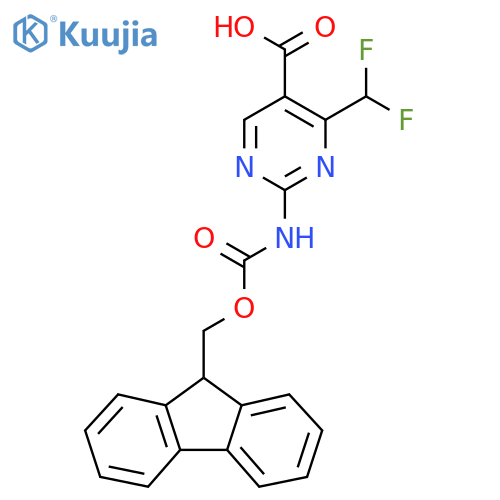 4-(difluoromethyl)-2-({(9H-fluoren-9-yl)methoxycarbonyl}amino)pyrimidine-5-carboxylic acid structure