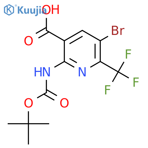5-bromo-2-{(tert-butoxy)carbonylamino}-6-(trifluoromethyl)pyridine-3-carboxylic acid structure
