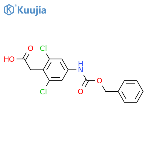 2-(4-{(benzyloxy)carbonylamino}-2,6-dichlorophenyl)acetic acid structure