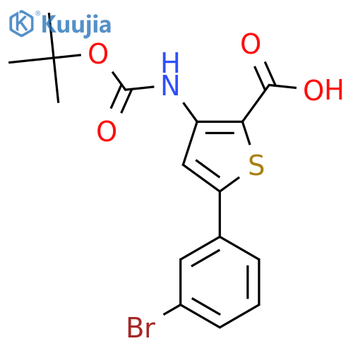5-(3-Bromophenyl)-3-{[(tert-butoxy)carbonyl]amino}thiophene-2-carboxylic acid structure