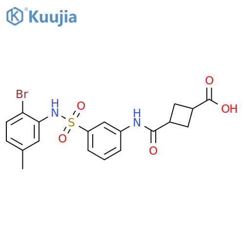 3-({3-(2-bromo-5-methylphenyl)sulfamoylphenyl}carbamoyl)cyclobutane-1-carboxylic acid structure