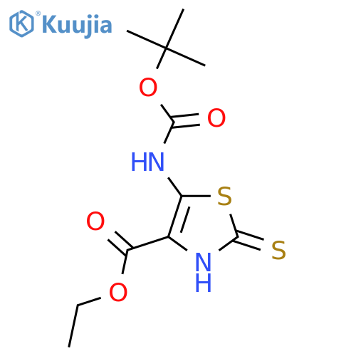 ethyl 5-{(tert-butoxy)carbonylamino}-2-sulfanyl-1,3-thiazole-4-carboxylate structure