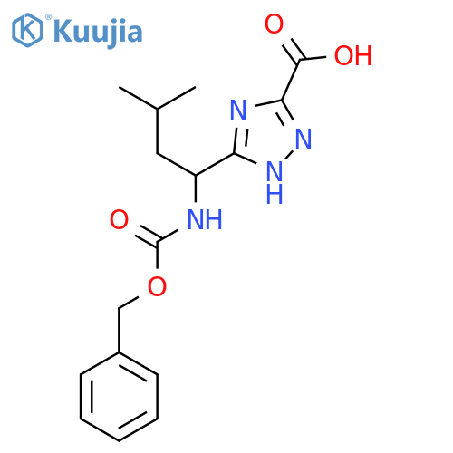 3-(1-{(benzyloxy)carbonylamino}-3-methylbutyl)-1H-1,2,4-triazole-5-carboxylic acid structure