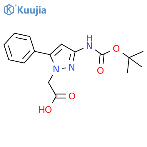 2-(3-{(tert-butoxy)carbonylamino}-5-phenyl-1H-pyrazol-1-yl)acetic acid structure