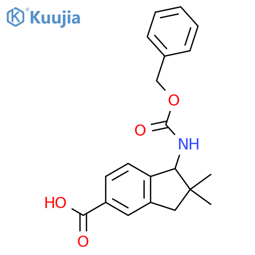 1-{(benzyloxy)carbonylamino}-2,2-dimethyl-2,3-dihydro-1H-indene-5-carboxylic acid structure