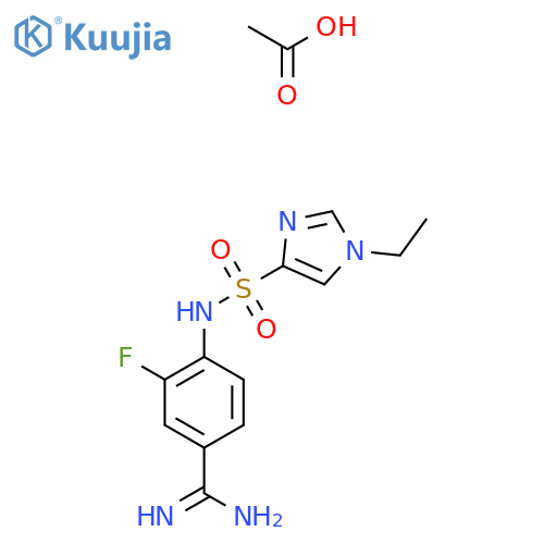 4-(1-ethyl-1H-imidazole-4-sulfonamido)-3-fluorobenzene-1-carboximidamide, acetic acid structure