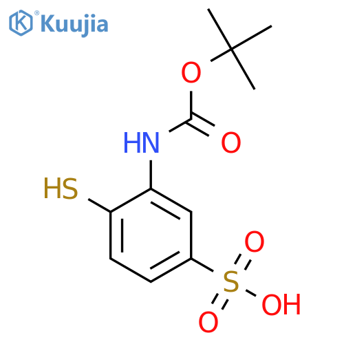 3-{(tert-butoxy)carbonylamino}-4-sulfanylbenzene-1-sulfonic acid structure