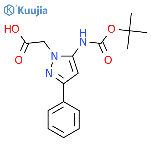 2-(5-{(tert-butoxy)carbonylamino}-3-phenyl-1H-pyrazol-1-yl)acetic acid structure