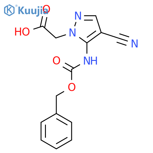 2-(5-{(benzyloxy)carbonylamino}-4-cyano-1H-pyrazol-1-yl)acetic acid structure