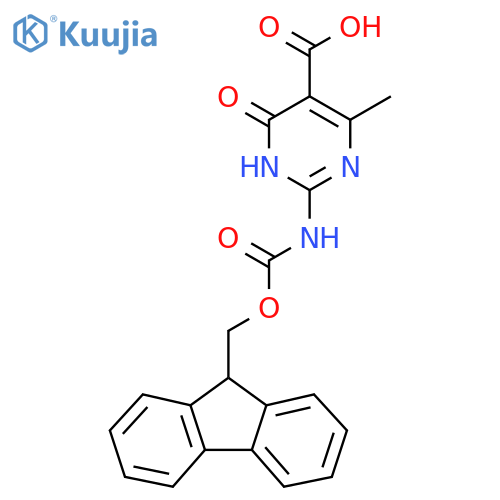 2-({(9H-fluoren-9-yl)methoxycarbonyl}amino)-4-methyl-6-oxo-1,6-dihydropyrimidine-5-carboxylic acid structure