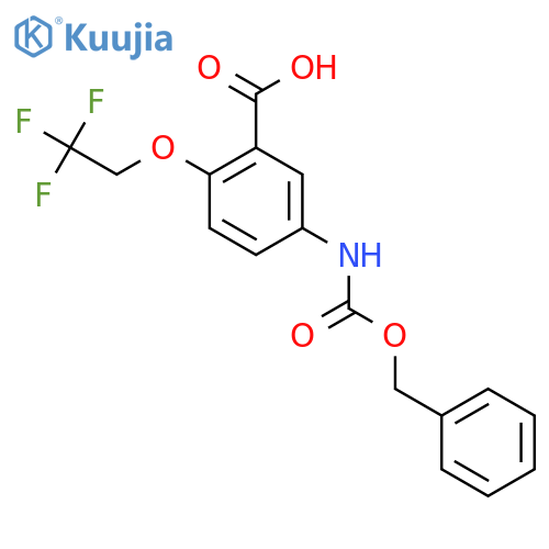 5-{(benzyloxy)carbonylamino}-2-(2,2,2-trifluoroethoxy)benzoic acid structure