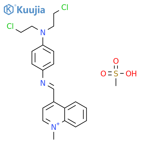 N,n-bis(2-chloroethyl)-4-[(1-methylquinolin-1-ium-4-yl)methylideneamino]aniline;methanesulfonate structure