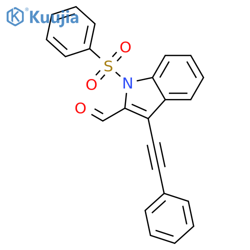 1H-Indole-2-carboxaldehyde, 3-(phenylethynyl)-1-(phenylsulfonyl)- structure