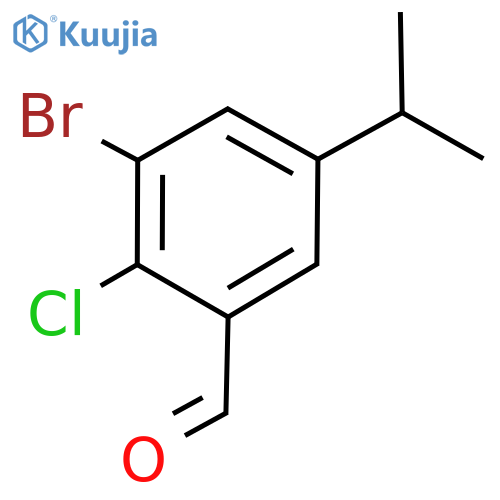 Benzaldehyde, 3-bromo-2-chloro-5-(1-methylethyl)- structure