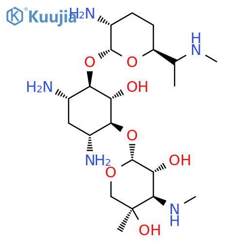 D-Streptamine,O-2-amino-2,3,4,6,7-pentadeoxy-6-(methylamino)-a-D-ribo-heptopyranosyl-(1&reg;4)-O-[3-deoxy-4-C-methyl-3-(methylamino)-b-L-arabinopyranosyl-(1&reg;6)]-2-deoxy- structure