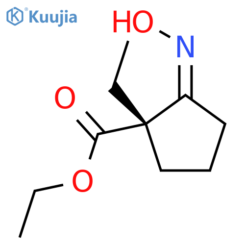 Cyclopentanecarboxylicacid, 1-ethyl-2-(hydroxyimino)-, ethyl ester, (1S,2E)- structure