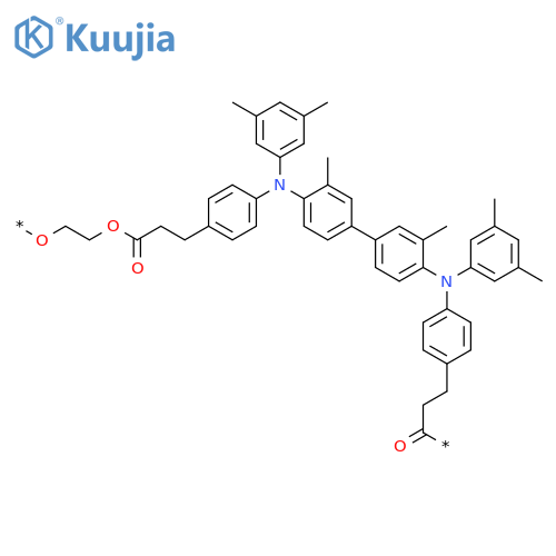 Poly[oxy-1,2-ethanediyloxy(1-oxo-1,3-propanediyl)-1,4-phenylene[(3,5-dimethylphenyl)imino](3,3'-dimethyl[1,1'-biphenyl]-4,4'-diyl)[(3,5-dimethylphenyl)imino]-1,4-phenylene(3-oxo-1,3-propanediyl)] structure