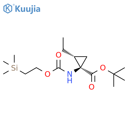 Cyclopropanecarboxylic acid, 2-ethyl-1-[[[2-(trimethylsilyl)ethoxy]carbonyl]amino]-, 1,1-dimethylethyl ester, (1R,2R)-rel- structure