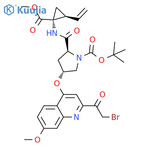 Cyclopropanecarboxylic acid, 1-[[[(2S,4R)-4-[[2-(2-bromoacetyl)-7-methoxy-4-quinolinyl]oxy]-1-[(1,1-dimethylethoxy)carbonyl]-2-pyrrolidinyl]carbonyl]amino]-2-ethenyl-, methyl ester, (1R,2S)- structure