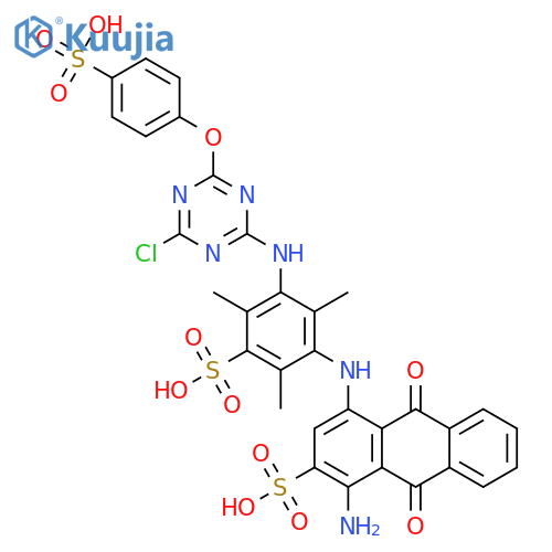 2-Anthracenesulfonicacid,1-amino-4-[[3-[[4-chloro-6-(4-sulfophenoxy)-1,3,5-triazin-2-yl]amino]-2,4,6-trimethyl-5-sulfophenyl]amino]-9,10-dihydro-9,10-dioxo- structure