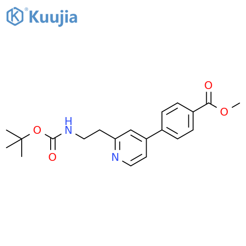 Benzoic acid, 4-[2-[2-[[(1,1-dimethylethoxy)carbonyl]amino]ethyl]-4-pyridinyl]-, methyl ester structure