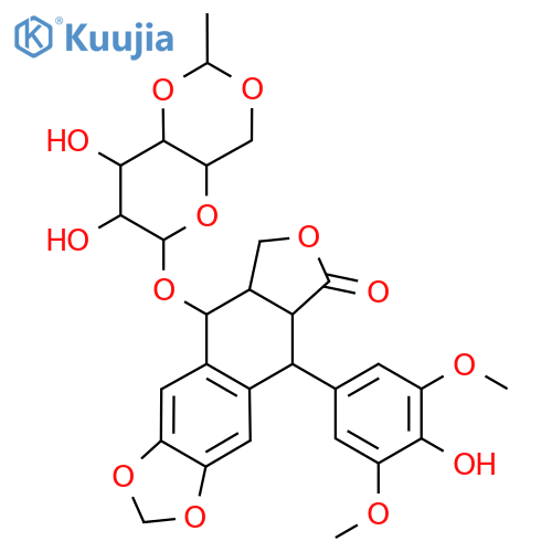 Furo[3',4':6,7]naphtho[2,3-d]-1,3-dioxol-6(5aH)-one, 9-[[4,6-O-(1R)-ethylidene-β-D-glucopyranosyl]oxy]-5,8,8a,9-tetrahydro-5-(4-hydroxy-3,5-dimethoxyphenyl)-, radical ion(1-), (5R,5aR,8aR,9S)- (9CI) structure