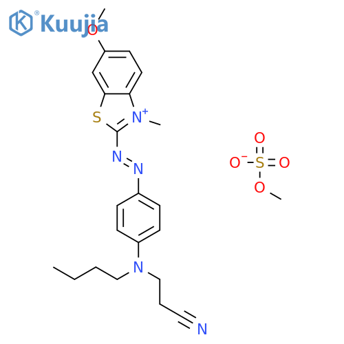 2-[[4-[butyl(2-cyanoethyl)amino]phenyl]azo]-6-methoxy-3-methylbenzothiazolium methyl sulphate structure