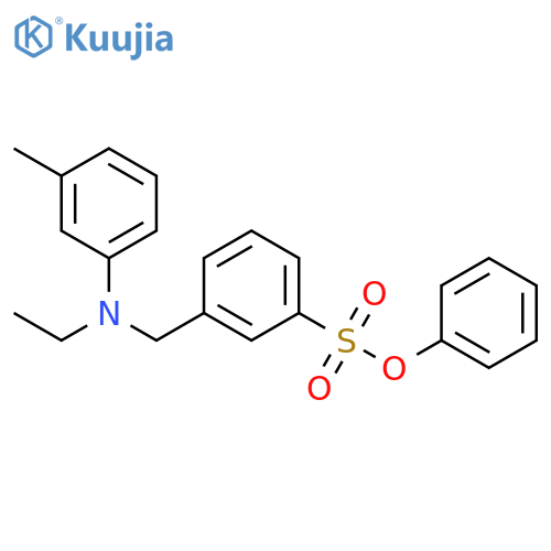 Benzenesulfonic acid, 3-[[ethyl(3-methylphenyl)amino]methyl]-, phenyl ester structure