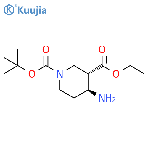 1,3-Piperidinedicarboxylic acid, 4-amino-, 1-(1,1-dimethylethyl) 3-ethyl ester, (3S,4S)- structure