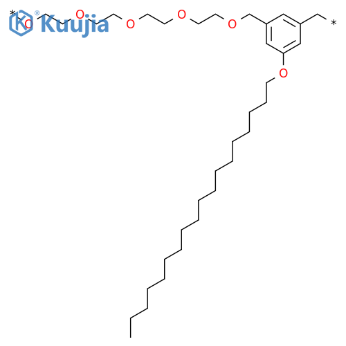 Poly[oxy-1,2-ethanediyloxy-1,2-ethanediyloxy-1,2-ethanediyloxy-1,2-ethanediyloxymethylene[5-(octadecyloxy)-1,3-phenylene]methylene] structure