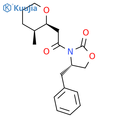 2-Oxazolidinone, 4-(phenylmethyl)-3-[2-[(2S,3S)-tetrahydro-3-methyl-2H-pyran-2-yl]acetyl]-, (4S)- structure