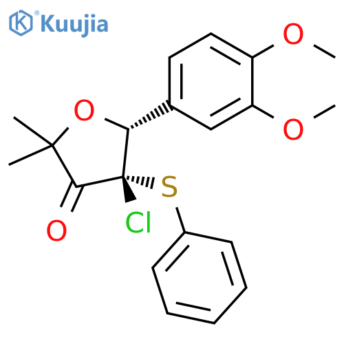 3(2H)-Furanone, 4-chloro-5-(3,4-dimethoxyphenyl)dihydro-2,2-dimethyl-4-(phenylthio)-, (4R,5R)-rel- structure