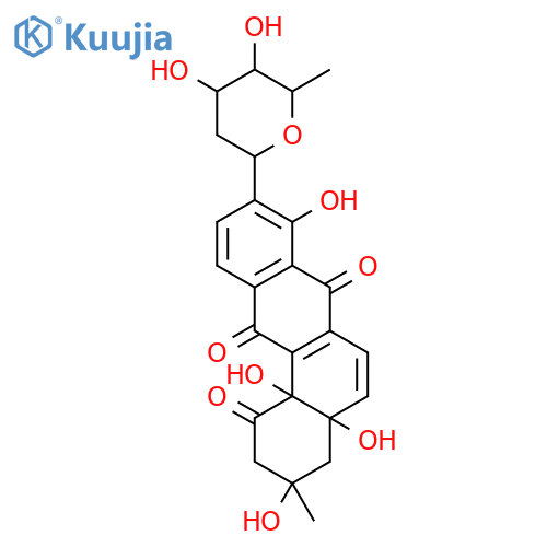 Benz[a]anthracene-1,7,12(2H)-trione,9-(2,6-dideoxy-b-D-arabino-hexopyranosyl)-3,4,4a,12b-tetrahydro-3,4a,8,12b-tetrahydroxy-3-methyl-,(3R,4aR,12bS)- structure