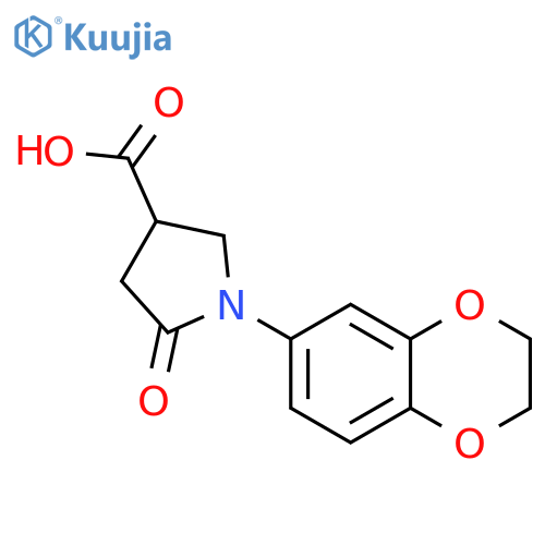 1-(2,3-dihydro-1,4-benzodioxin-6-yl)-5-oxopyrrolidine-3-carboxylic acid structure