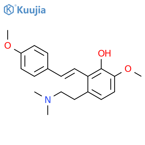 Phenol,3-[2-(dimethylamino)ethyl]-6-methoxy-2-[(1E)-2-(4-methoxyphenyl)ethenyl]- structure