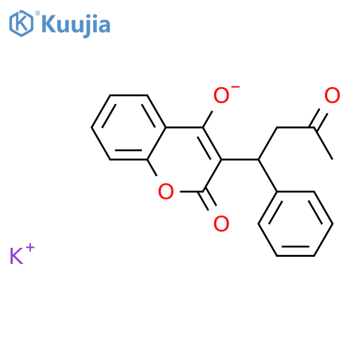 2H-1-Benzopyran-2-one,4-hydroxy-3-(3-oxo-1-phenylbutyl)-, potassium salt (1:1) structure