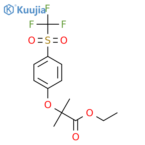 Propanoic acid,2-methyl-2-[4-[(trifluoromethyl)sulfonyl]phenoxy]-, ethyl ester structure