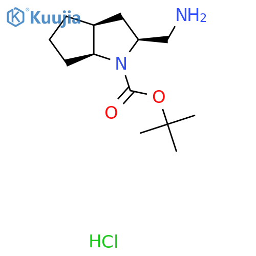 tert-butyl (2S,3aS,6aS)-2-(aminomethyl)-octahydrocyclopentabpyrrole-1-carboxylate hydrochloride structure