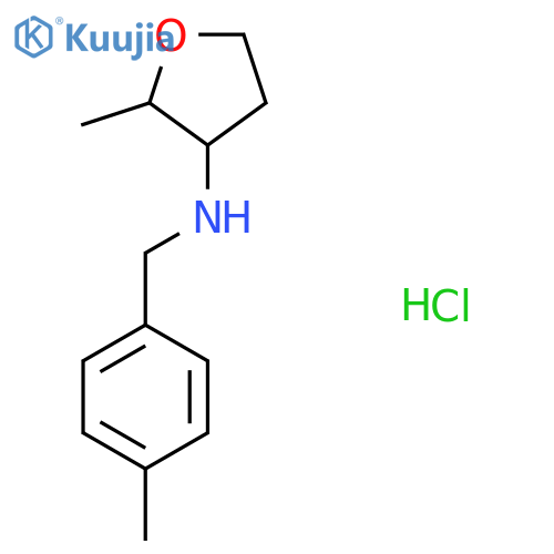 2-methyl-N-[(4-methylphenyl)methyl]oxolan-3-amine hydrochloride structure
