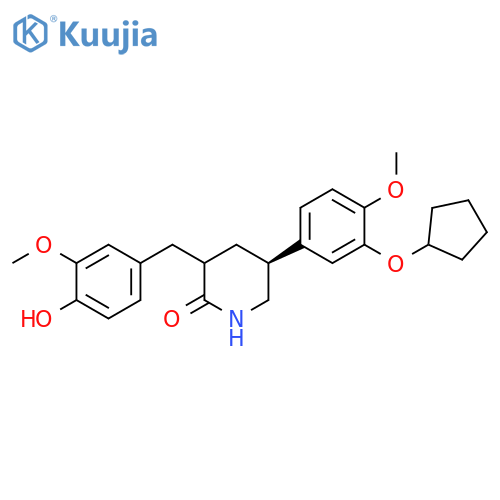 2-Piperidinone,5-[3-(cyclopentyloxy)-4-methoxyphenyl]-3-[(4-hydroxy-3-methoxyphenyl)methyl]-, (5S)- structure
