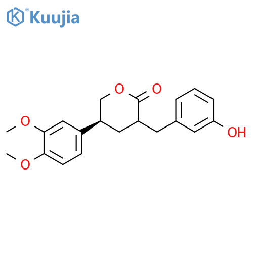 2H-Pyran-2-one,5-(3,4-dimethoxyphenyl)tetrahydro-3-[(3-hydroxyphenyl)methyl]-, (5S)- structure