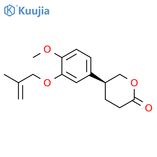 2H-Pyran-2-one, tetrahydro-5-[4-methoxy-3-[(2-methyl-2-propen-1-yl)oxy]phenyl]-, (5S)- structure