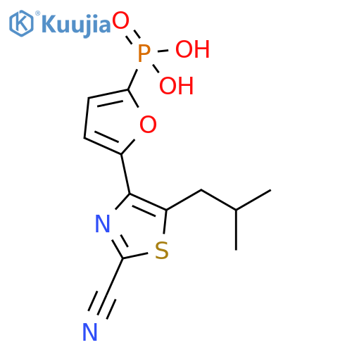 Phosphonic acid, [5-[2-cyano-5-(2-methylpropyl)-4-thiazolyl]-2-furanyl]- structure