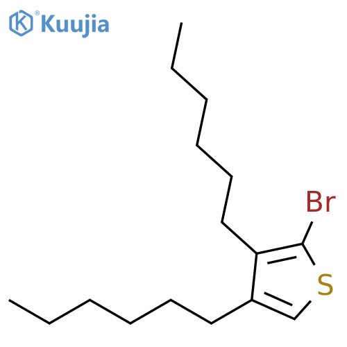 Thiophene, 2-bromo-3,4-dihexyl- structure