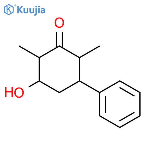 Cyclohexanone, 3-hydroxy-2,6-dimethyl-5-phenyl-, (2R,3R,5S,6R)-rel- structure