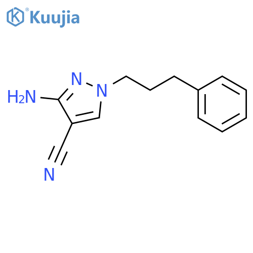 1H-Pyrazole-4-carbonitrile, 3-amino-1-(3-phenylpropyl)- structure