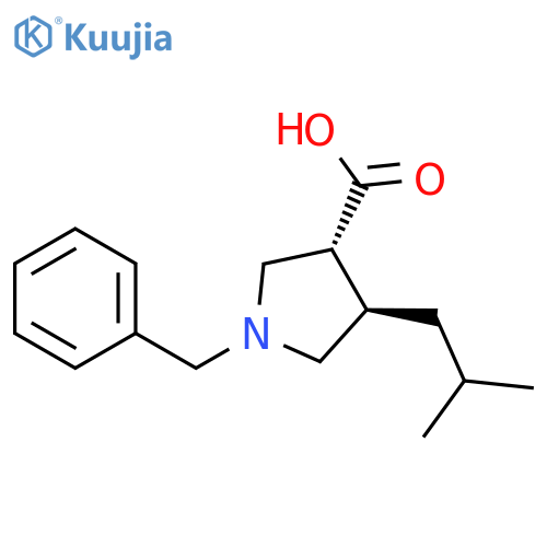 (3R,4R)-1-benzyl-4-(2-methylpropyl)pyrrolidine-3-carboxylic acid structure