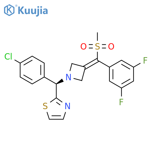 Thiazole,2-[(R)-(4-chlorophenyl)[3-[(3,5-difluorophenyl)(methylsulfonyl)methylene]-1-azetidinyl]methyl]- structure