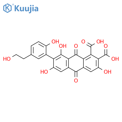 1,2-Anthracenedicarboxylicacid,9,10-dihydro-3,6,8-trihydroxy-7-[2-hydroxy-5-(2-hydroxyethyl)phenyl]-9,10-dioxo- structure